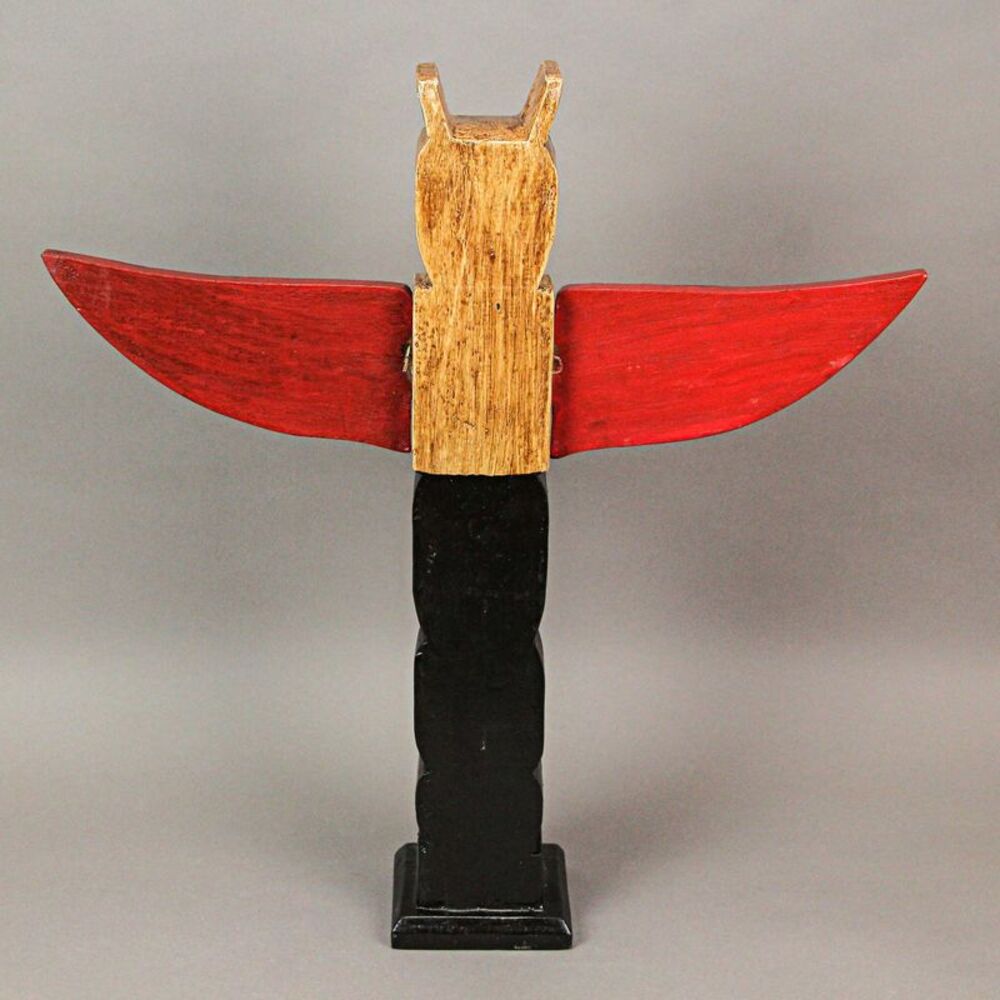 Handcrafted Northwest Coast Style Eagle Totem Pole Sculpture 20 Inches Tall - Picture 5 of 8